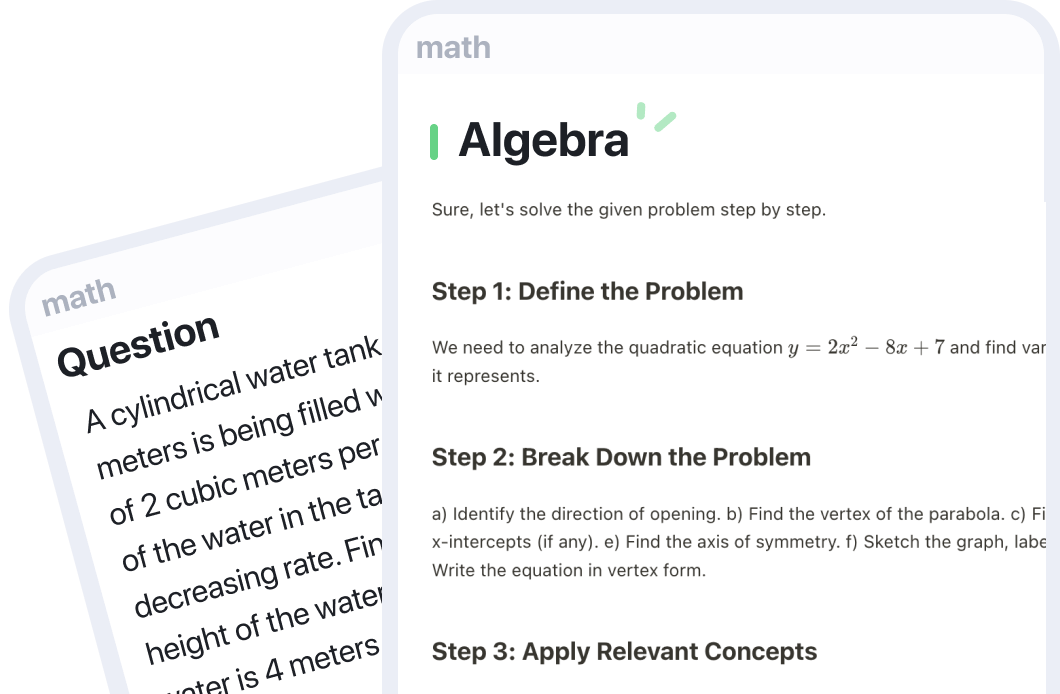 Easily solve algebraic Math problems by simplifying, factoring, expanding, and working with inequalities, quadratic equations, linear equations, and graphs.