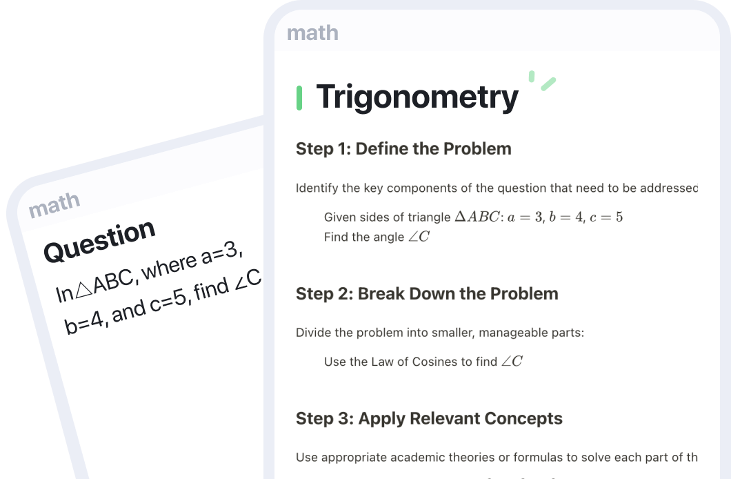 Solve problems involving angles and triangles using trigonometric functions like sine, cosine, and tangent.